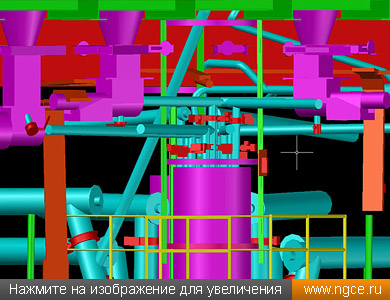 Итоговая точная обмерная 3D модель цеха завода в формате DWG, построенная по данным лазерного сканирования