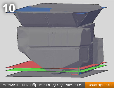Твердотельная 3D модель бункера комбайна, созданная по данным лазерного сканирования для целей градуировки