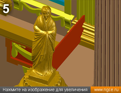 Триангуляционная 3D модель одной из скульптур на Доме Пашкова, построенная по данным лазерного сканирования