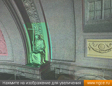 Точечная 3D модель интерьеров Троицкого храма с одной из скульптур, полученная по данным лазерного сканирования
