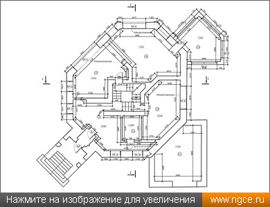 Обмерный план первого этажа коттеджа, построенный по данным 3D лазерного сканирования для дизайна интерьеров