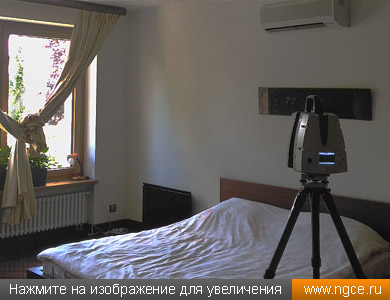 Обмеры помещения спальни в московском коттедже методом лазерного сканирования для целей дизайна интерьеров