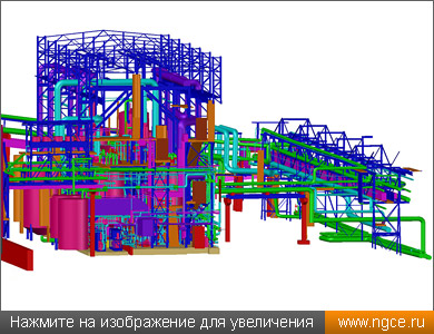Фрагмент итоговой исполнительной 3D модели объекта в формате DWG, построенной по данным 3D сканирования
