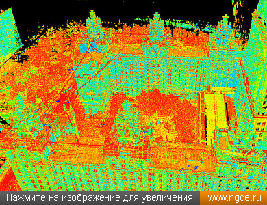 Сшитое облако точек лазерного сканирования здания гостиницы «Украина», полученное по данным 3D обмерных работ