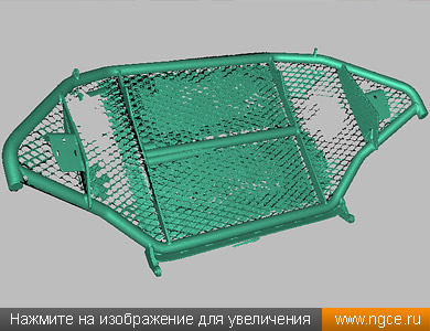Полученный результат 3D сканирования защитной рамы-кенгурятника — триангуляционная mesh модель в формате STL