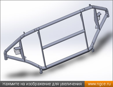 Твердотельная обмерная 3D модель защитной рамы-кенгурятника в формате STP, построенная для реверс-инжиниринга