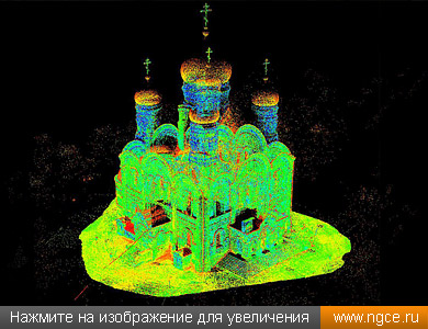 Точечная модель Успенского собора, полученная по данным лазерного сканирования и фотограмметрической съёмки