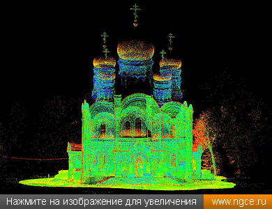 Точечная модель Успенского собора, полученная по данным лазерного сканирования и фотограмметрической съёмки