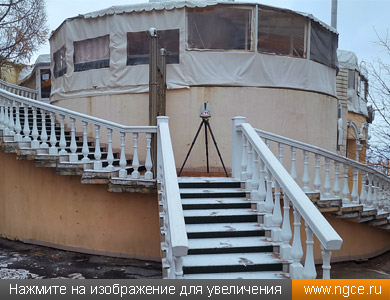Лазерный сканер Leica ScanStation P40 проводит обмеры здания ресторана «Колизей» в Ульяновске для реконструкции