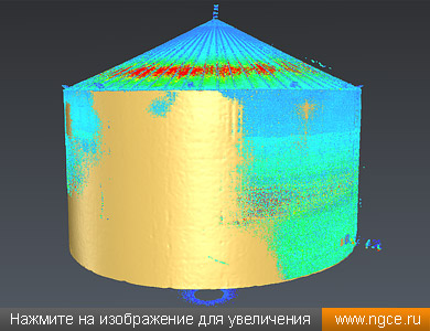 Обмерная 3D модель пустого силоса, полученная по данным лазерного сканирования для аудита и инвентаризации