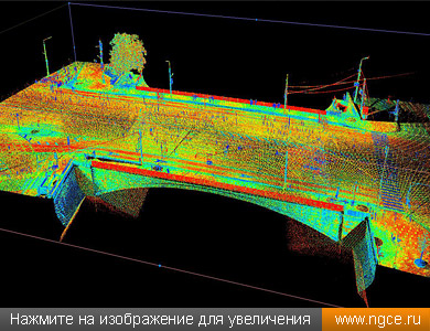 Точечная обмерная 3D модель моста и части улицы в Москве, полученная по результатам лазерного сканирования