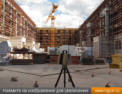 3D лазерный сканер Leica ScanStation P40 выполняет обмеры строящихся зданий на Софийской набережной в Москве