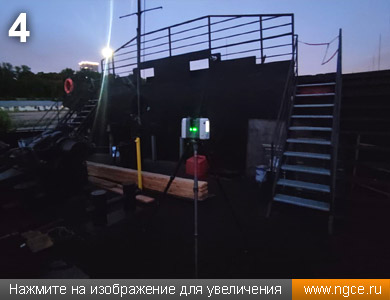3D лазерное сканирование верхней палубы прогулочного судна в ночное время производится системой Leica RTC360