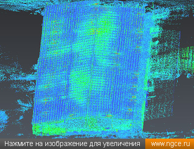 Точечная 3D модель склада с зерном, полученная по данным лазерного сканирования для целей определения объёмов хранения