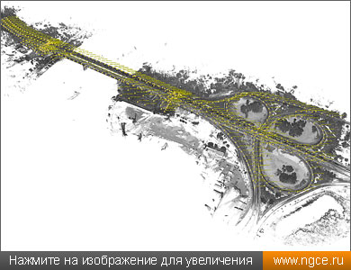 Общий вид облака точек автомобильного моста в Ростовской области, полученного в результате лазерного сканирования