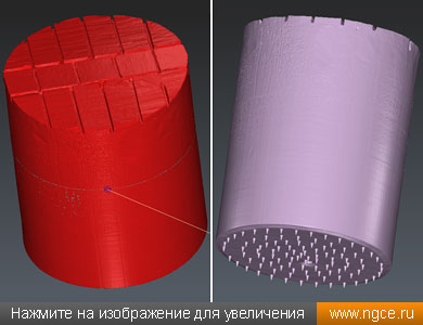 Общий вид 3D модели пустого силоса №2, построенной по результатам лазерного сканирования для подсчёта объёма