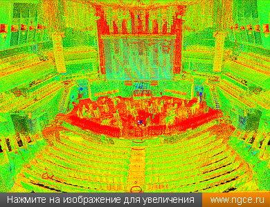 Фрагмент сшитого облака точек лазерного сканирования Светлановского зала Московского международного Дома музыки