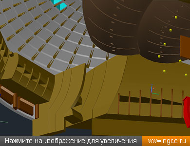Фрагмент обмерной трёхмерной модели Светлановского зала Московского международного Дома музыки: вид на потолок