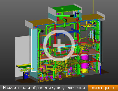 Разрез исполнительной 3D модели производственного корпуса химического завода, построенной по данным обмерных работ