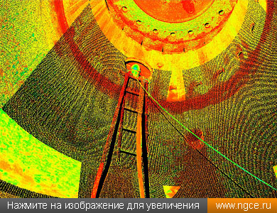 Облако точек измерения изнутри гидроагрегата Белореченской ГЭС, полученное в результате лазерного сканирования 