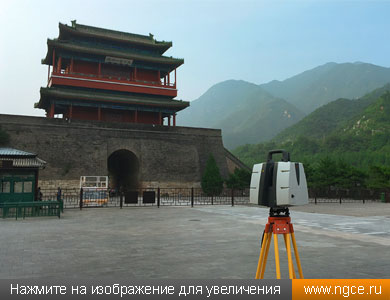 Лазерное сканирование исторического сооружения над воротами Великой Китайской стены для целей видеомэппинга