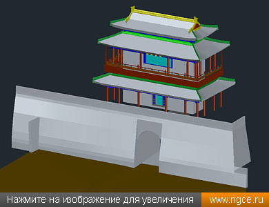 Общий вид построенной по данным съёмки модели исторического сооружения над воротами Великой Китайской стены