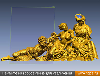 Фрагмент 3D модели декора здания музея, построенной по данным обмеров для целей подсчёта площади позолоты