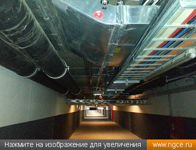 Технический коридор -1 этажа в московском торгово-развлекательном центре во время проведения обмерных работ