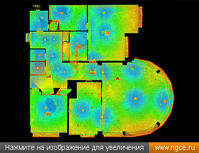 Вид сверху точечной 3D модели квартиры в Москве, созданной по данным лазерного сканирования для дизайн-проекта