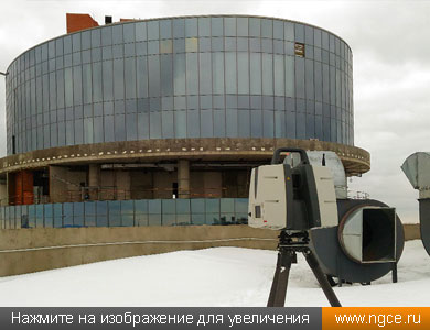 3D сканирование на крыше 22-х этажной башни здания бизнес-центра «Два капитана» выполняет система Leica ScanStation P40