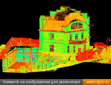 Точечная 3D модель загородного дома в ближнем Подмосковье, полученная в результате сшивки сделанных сканов