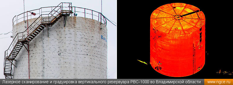Градуировка вертикального резервуара типа РВС-1000 во Владимирской области методом лазерного сканирования