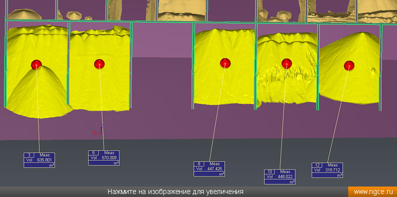 Определение объёма хранения готовой продукции в каждой секции склада по обмерной 3D модели, построенной по данным лазерного сканирования