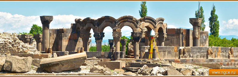 Обмерные работы руин древнего храма Звартноц в Армении по технологии трехмерного лазерного сканирования