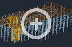 Исполнительная 3D модель здания производственного корпуса с показанными слоями колонн и лестничных пролётов