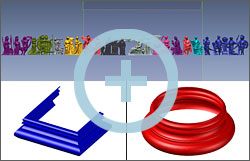3D модели различных видов декора здания, построенные по данным обмеров для целей подсчёта площади позолоты