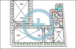 План второго этажа здания на Раушской набережной, построенный по данным трехмерного лазерного сканирования объекта
