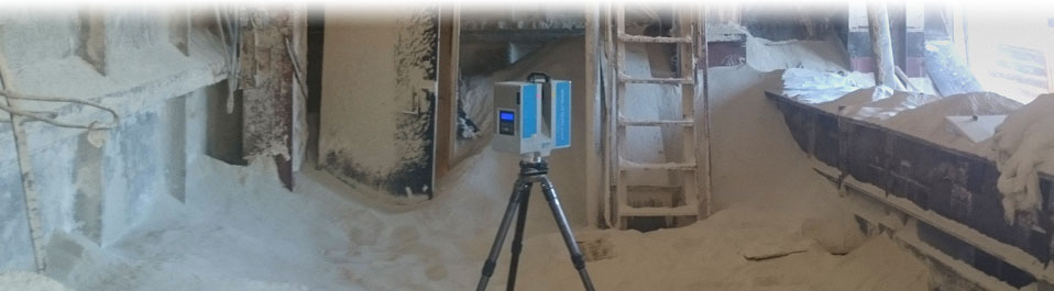 Лазерное сканирование цеха на бумажном комбинате в Архангельской области для целей подготовки проекта реконструкции