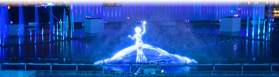 Обмеры изображений на водном экране методом 3D лазерного сканирования на фестивале «Круг Света» в Москве