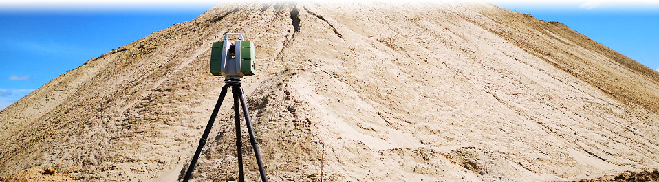 Измерение объёма песка в куче методом лазерного сканирования на строительстве аэропорта в Тобольске