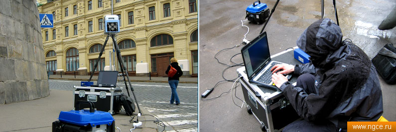 Процесс 3D лазерного сканирования здания на Красной площади